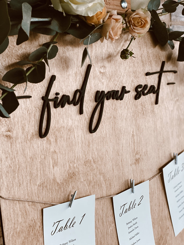 Wedding Table Seating Chart Sign