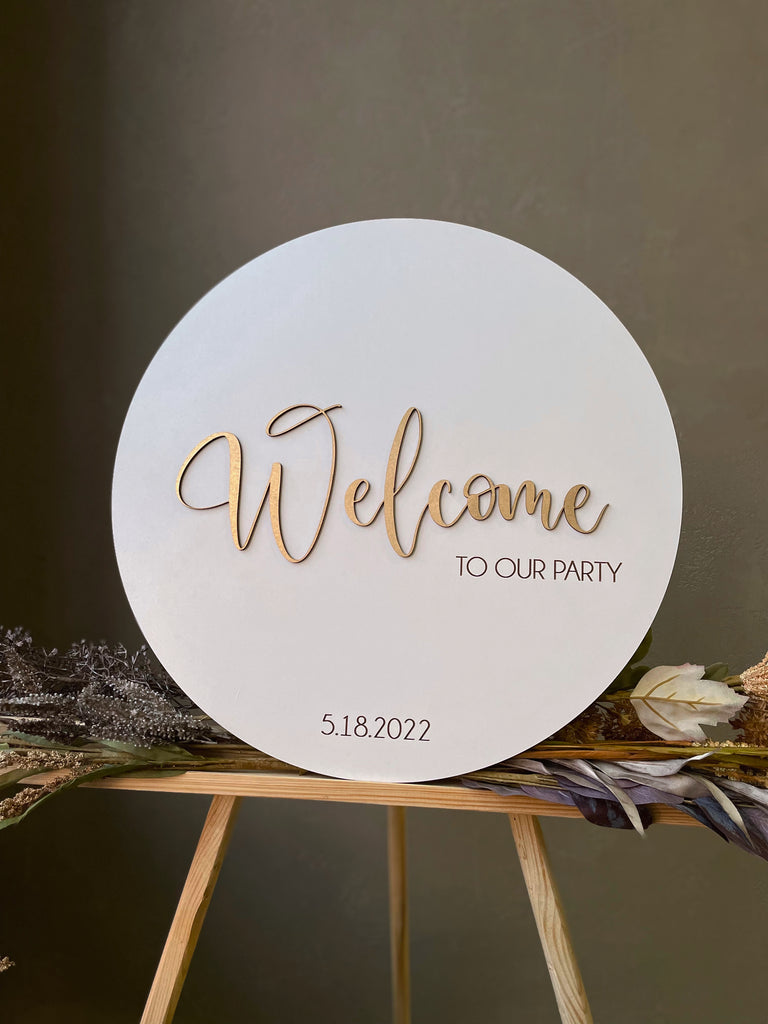 Welcome To Our Wedding Gold Text Sign