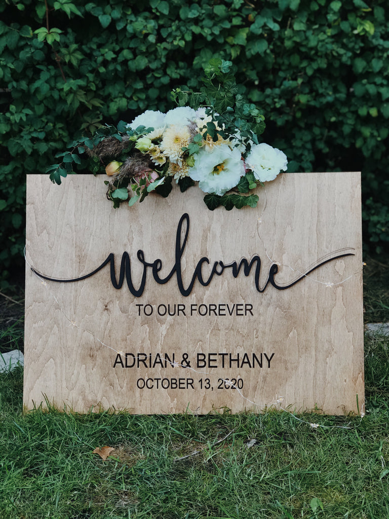 Welcome to our Forever Custom Wooden Wedding Reception Sign