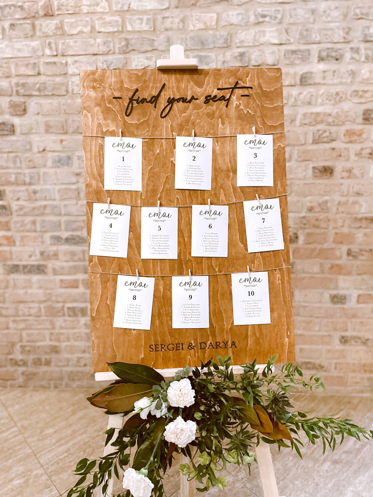 Wedding Table Seating Chart Sign