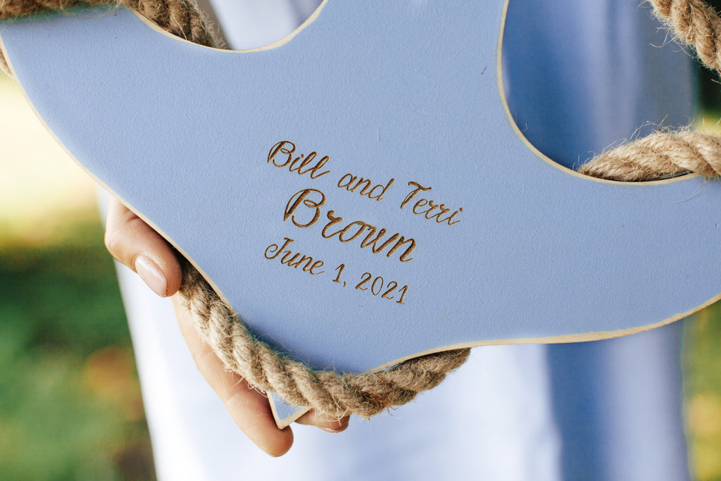 White Wooden Anchor Personalized Wedding Sign