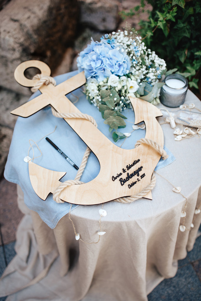 Wooden Anchor Unique Wedding Guest Book