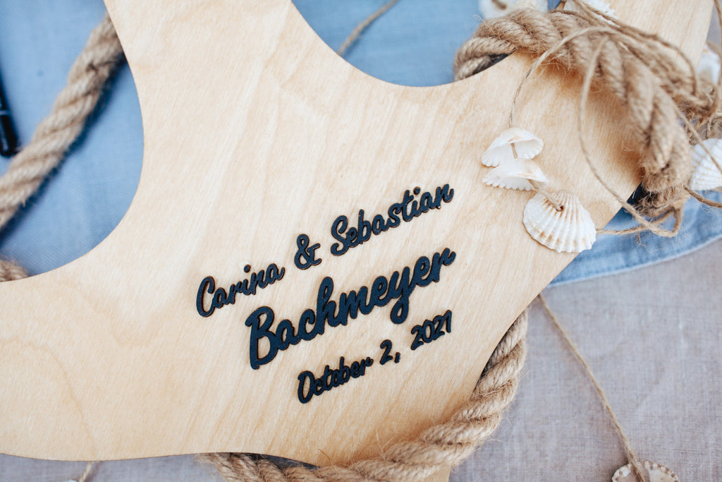 Wedding Guest Book Anchor, Personalized Wooden Wedding Sign