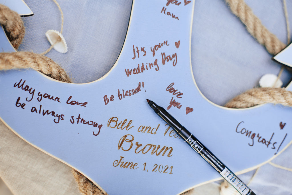 Seaside Wedding Wooden Guest Book