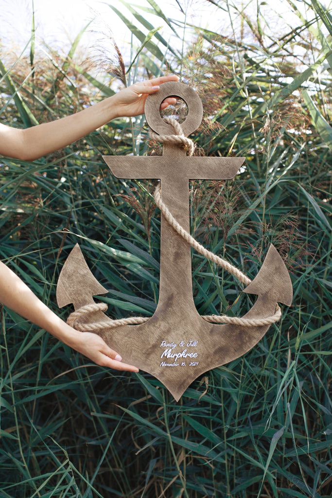 Wedding Guest Book Anchor, Personalized Wooden Wedding Sign