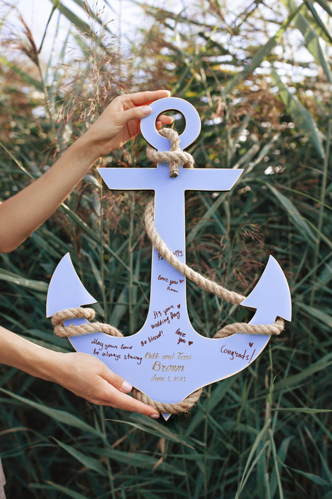 Wedding Guest Book Anchor, Personalized Wooden Wedding Sign