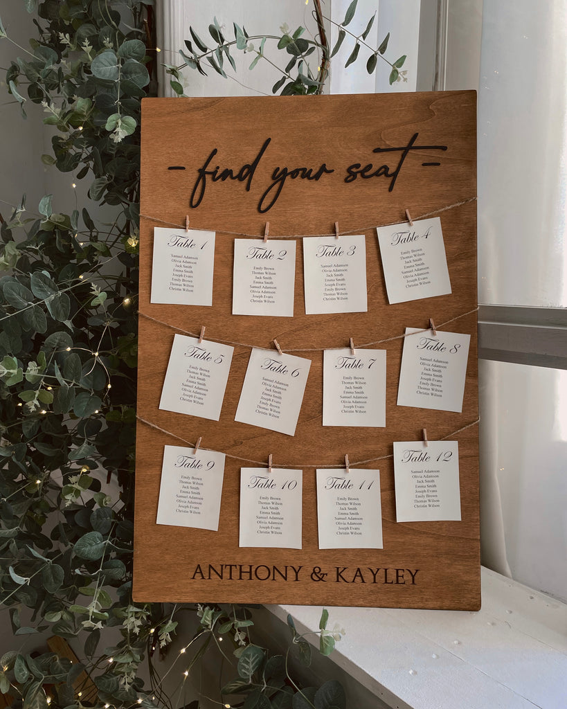 White Wedding Seating Chart