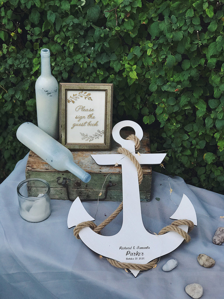 Seaside Wedding Wooden Guest Book