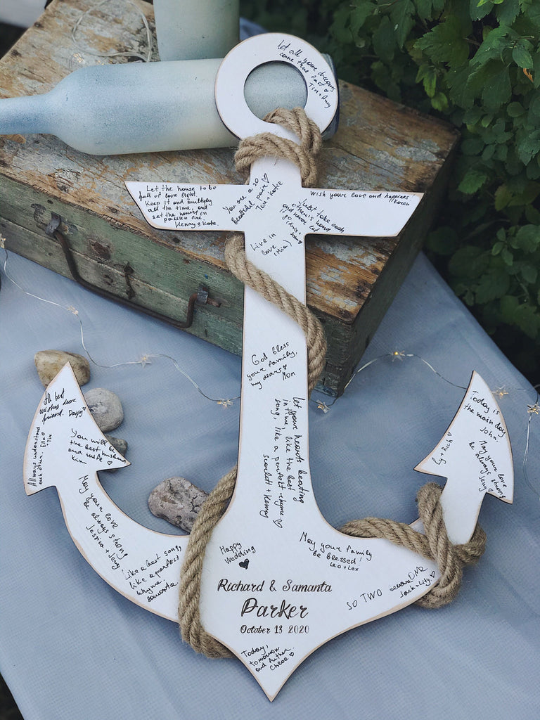 Wedding Guest Book Anchor, Personalized Wooden Wedding Sign