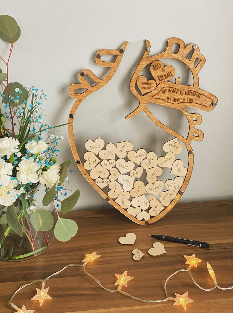 Anatomical Heart Design Wedding Guest Book Alternative